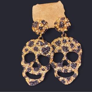 Leopard Print Skull Drop Earrings | Bold Animal Print Jewelry